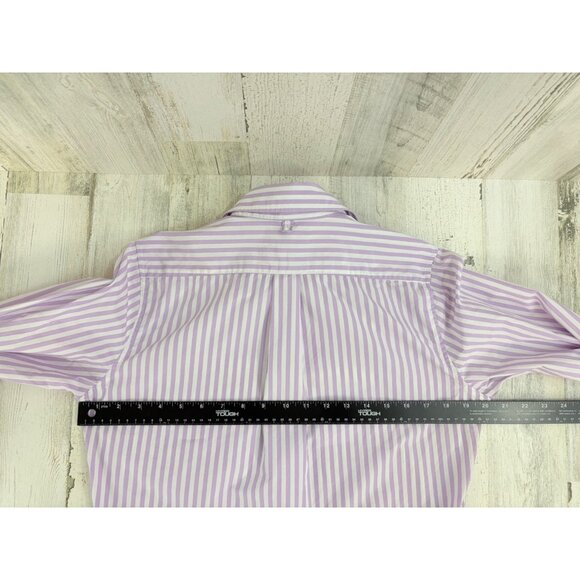Ann Mashburn Boyfriend Shirt Sz M Lavender White Stripe Button Down - Picture 16 of 16